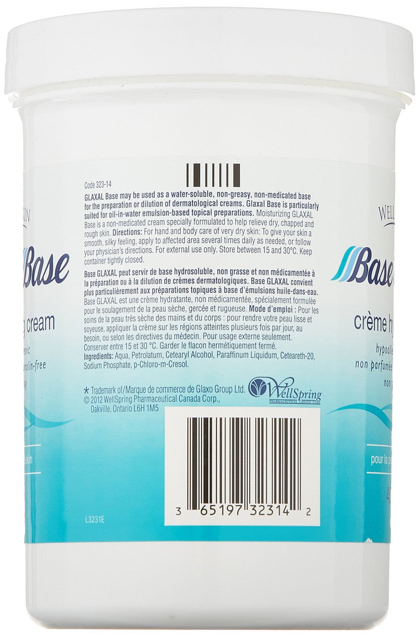 Wellskin Glaxal Base Moisturizing Cream - 450g (15.9 Oz) Large Size