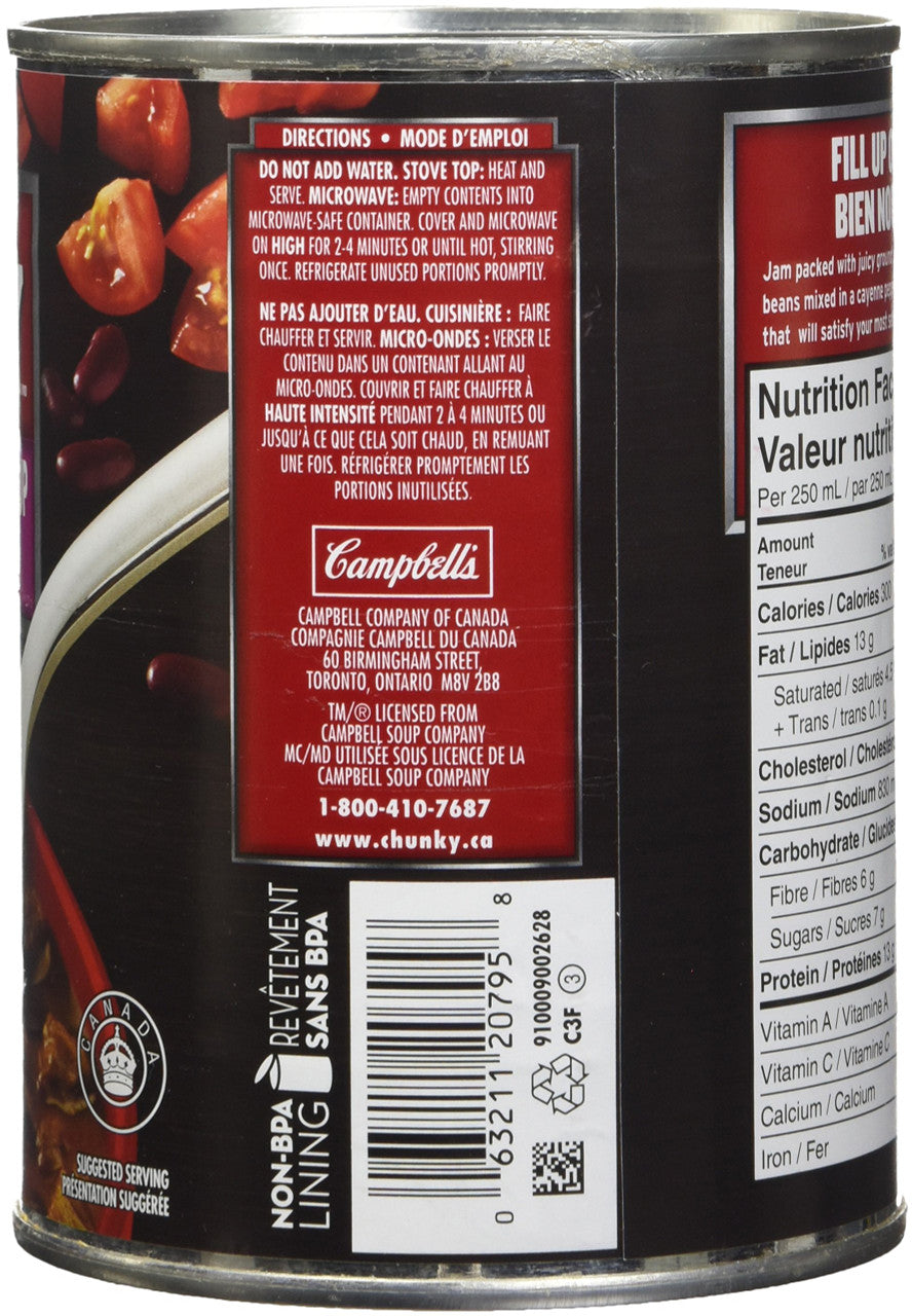 Campbell's Chunky Pub Inspired Blazin Roadhouse Chili-Style Soup, 540 ml (Imported from Canada)