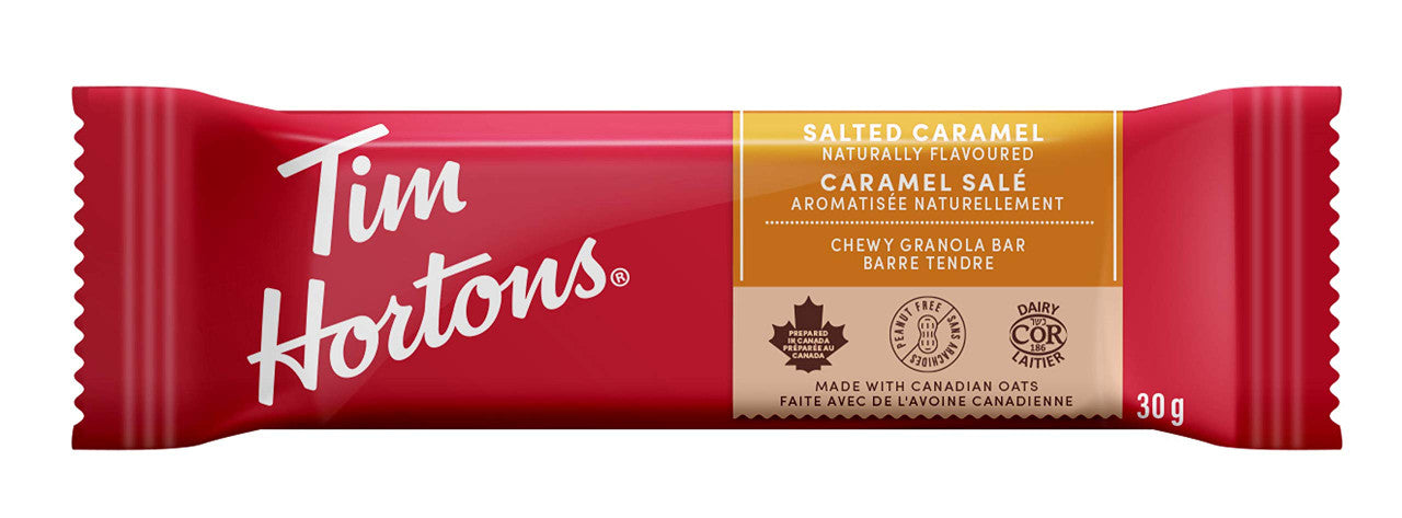 Tim Hortons Salted Caramel Granola Bars, Peanut Free, 5 Count, {Imported from Canada}