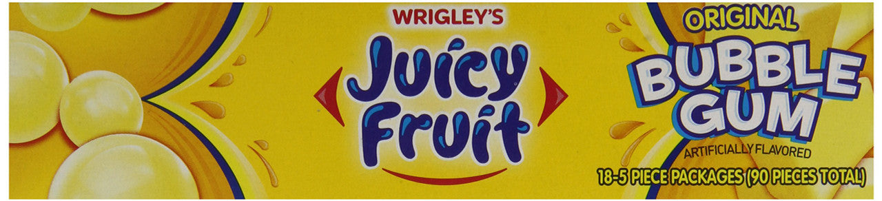 Juicy Fruit Original Bubble Gum, 5 piece pack (18pks) {Imported from Canada}