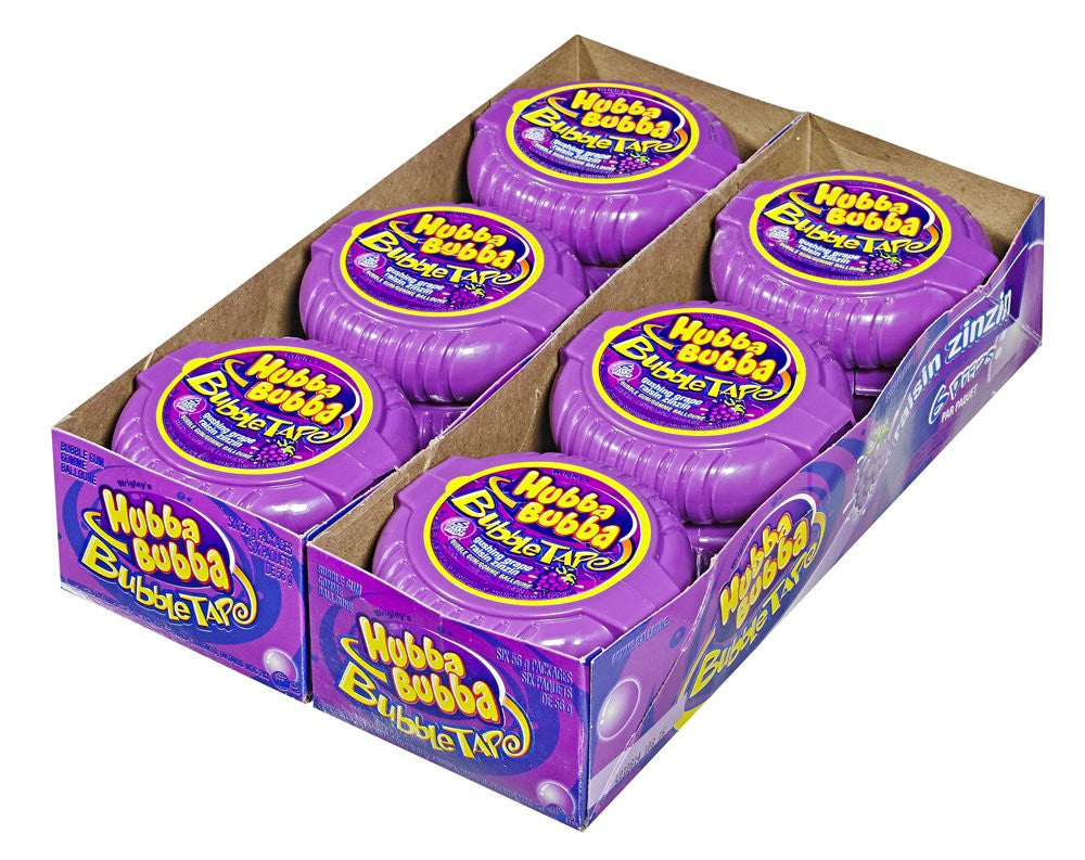 Hubba Bubba Bubble Tape, Gushing Grape, 6 Feet of Gum, 12 Count