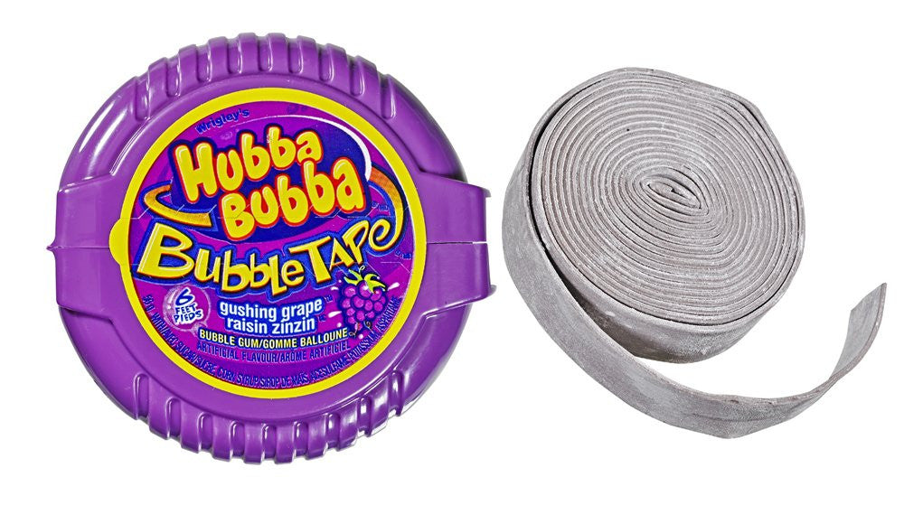 Hubba Bubba Bubble Tape, Gushing Grape, 6 Feet of Gum, 12 Count