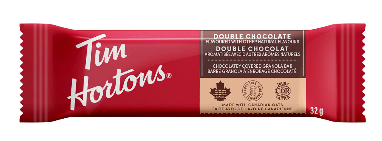 Tim Hortons Double Chocolate Granola Bars, Peanut Free, 5 Count, {Imported from Canada}
