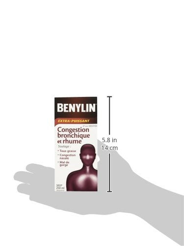 Benylin Extra Strength Chest Congestion Cherry Menthol Flavor Syrup, 250ml 8.45 Fluid Ounces {Imported from Canada}