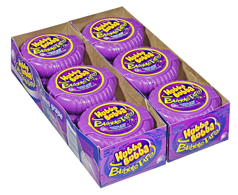 Hubba Bubba Bubble Tape, Gushing Grape, 6 Feet of Gum, 12 Count