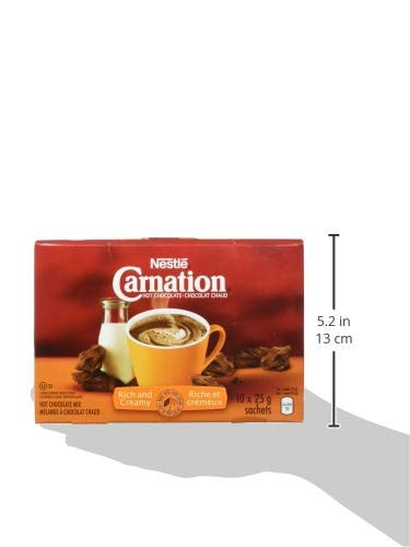 Nestle Carnation Hot Chocolate, Rich and Creamy, (10ct x 25g) sachets, {Imported from Canada}