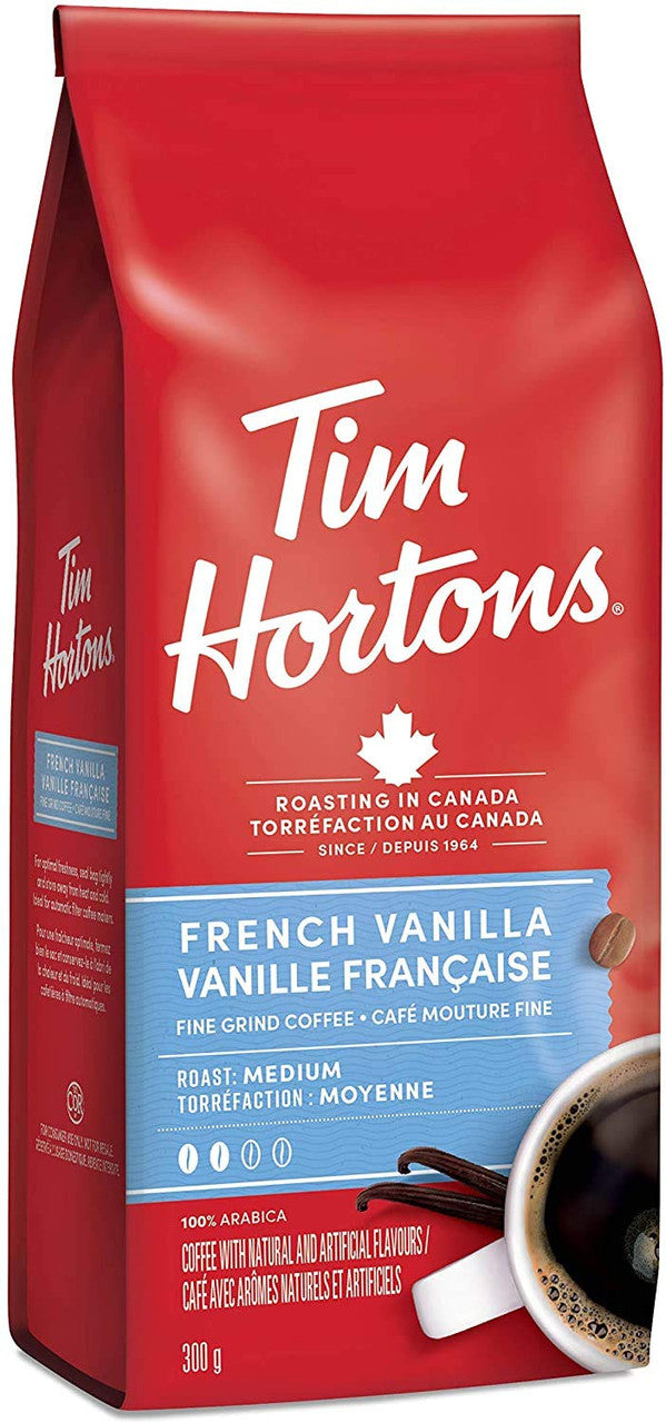 Tim Hortons French Vanilla, Fine Grind Coffee, Medium Roast, 300g/10.6 oz. Bag, (6pk) {Imported from Canada}