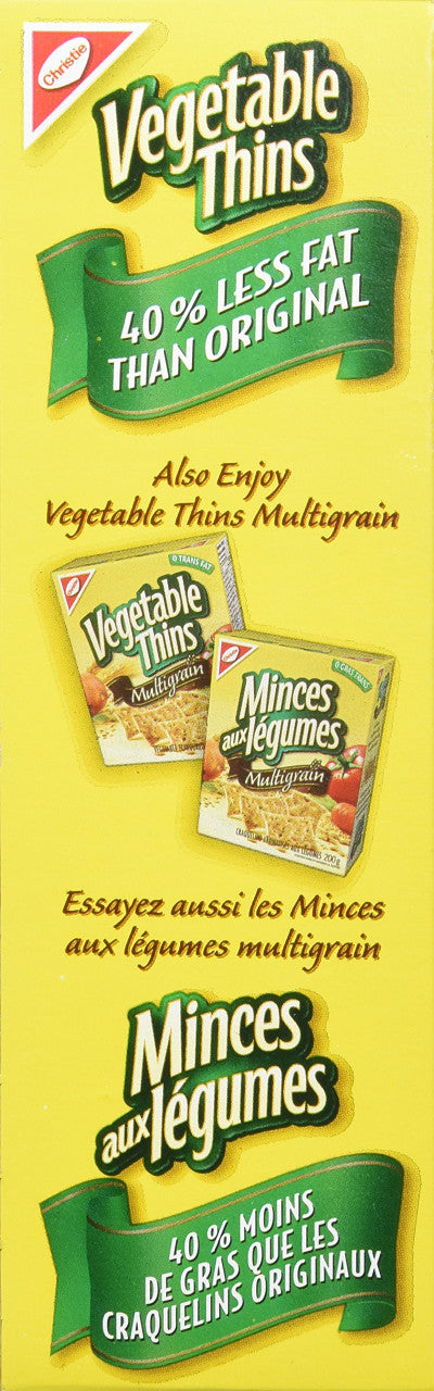 Christie Vegetable Thins, 40% Less Fat, Crackers, 200g/7oz., {Imported from Canada}
