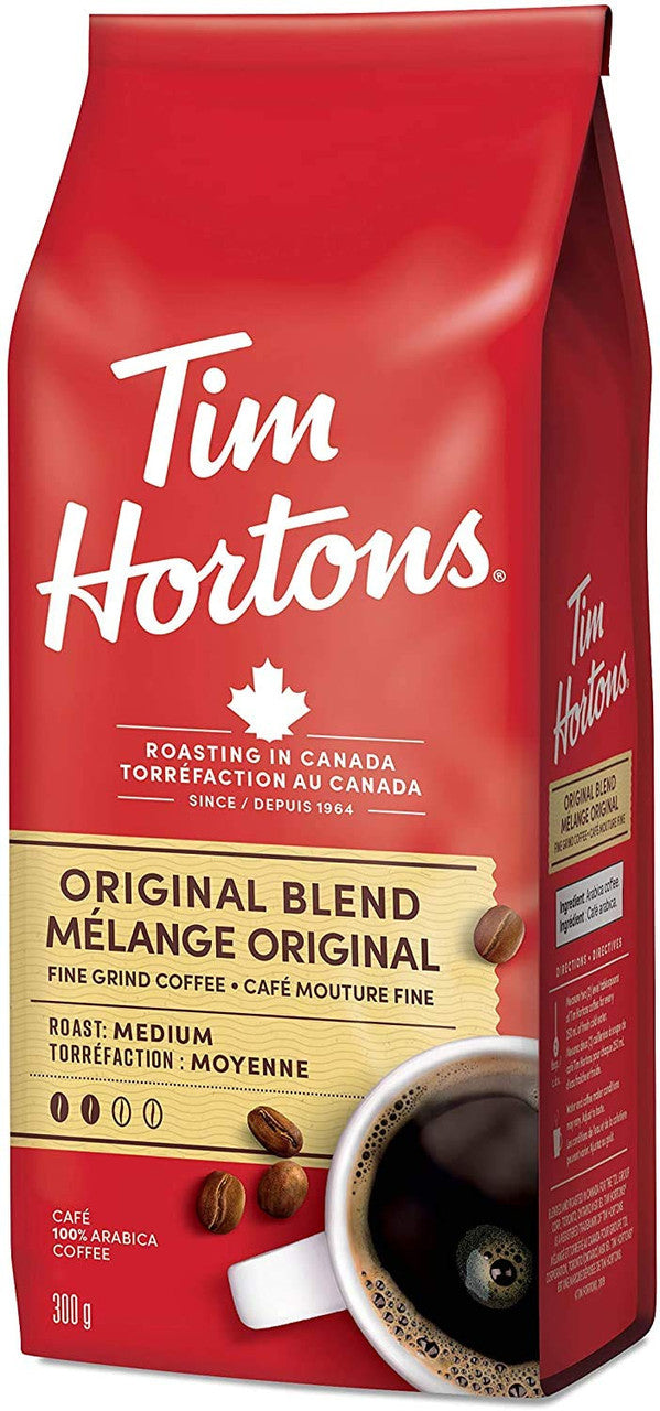Tim Hortons Original Coffee, Fine Grind, Medium Roast, 300g/10.6oz., (6pk) (Imported from Canada)