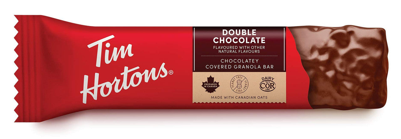 Tim Hortons Double Chocolate Granola Bars, Peanut Free, 5 Count, {Imported from Canada}