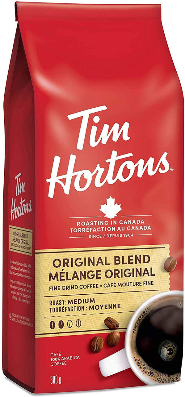 Tim Hortons Original Coffee, Fine Grind, Medium Roast, 300g/10.6oz., (6pk) (Imported from Canada)