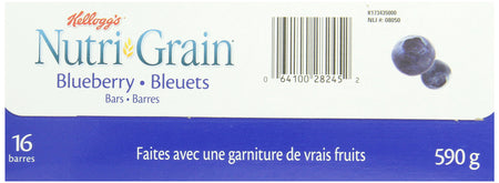 Kellogg's Nutri-Grain Blueberry 16 bars, 590g/20.81 oz., {Imported from Canada}