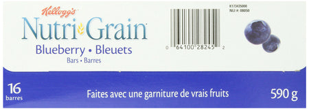 Kellogg's Nutri-Grain Blueberry 16 bars, 590g/20.81 oz., {Imported from Canada}