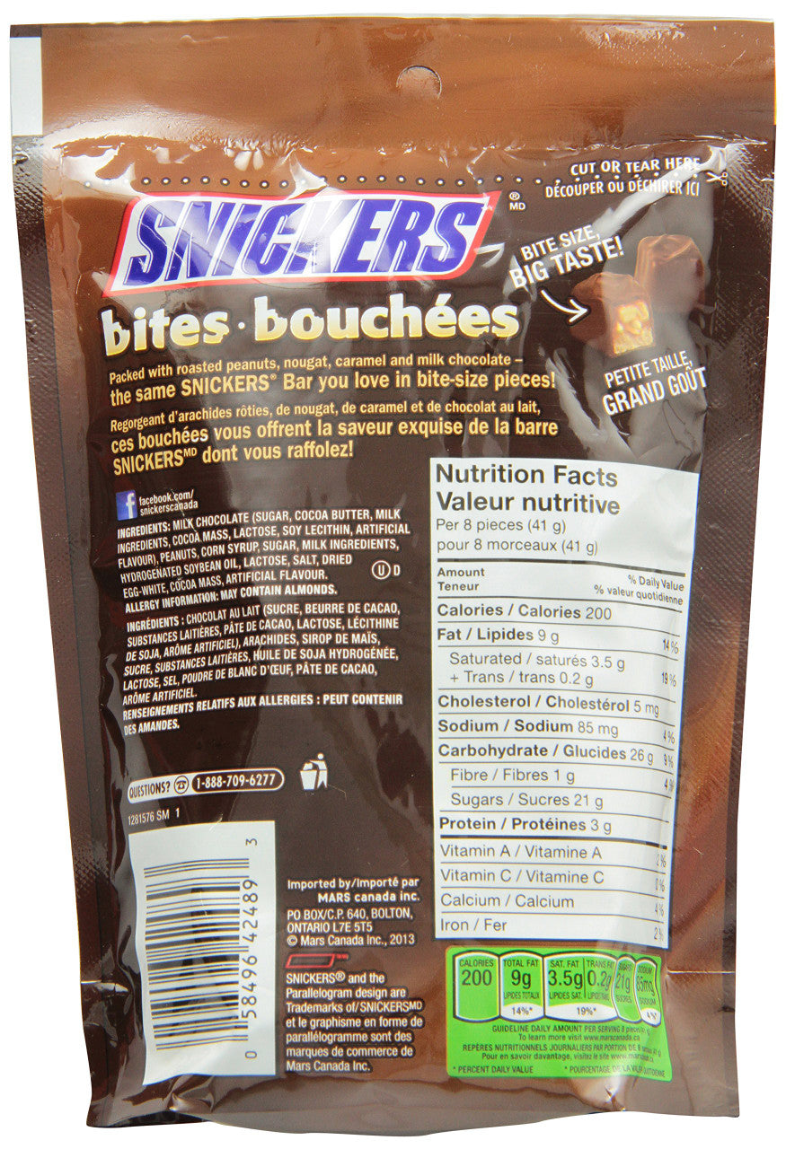Mars Snickers Bites, 230 Grams/8 Ounces {Imported from Canada}