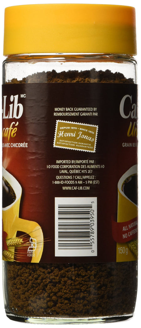 Caf-Lib Original Blend Coffee Alternative with Barley and Chicory 150g/5.3 oz. {Imported from Canada}