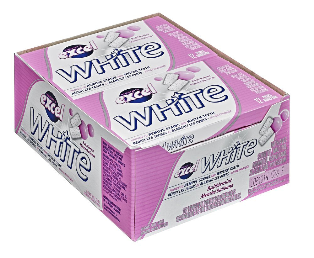 Excel White Sugar-Free Gum, Bubblemint, 12 Count {Imported from Canada}