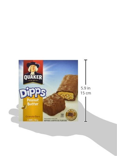 Quaker Dipps Peanut Butter Granola Bars, 5 Bar Pack (Pack of 12) 