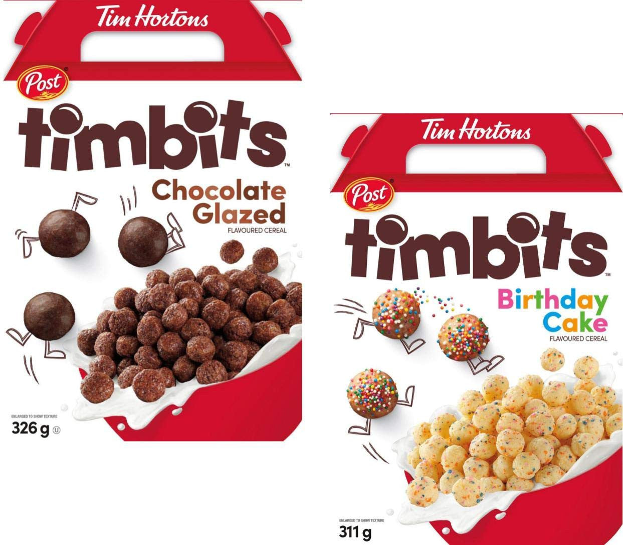 Tim Hortons Timbits Cereal Bundle of Two Flavors - Chocolate and Birthday Cake {Imported from Canada}