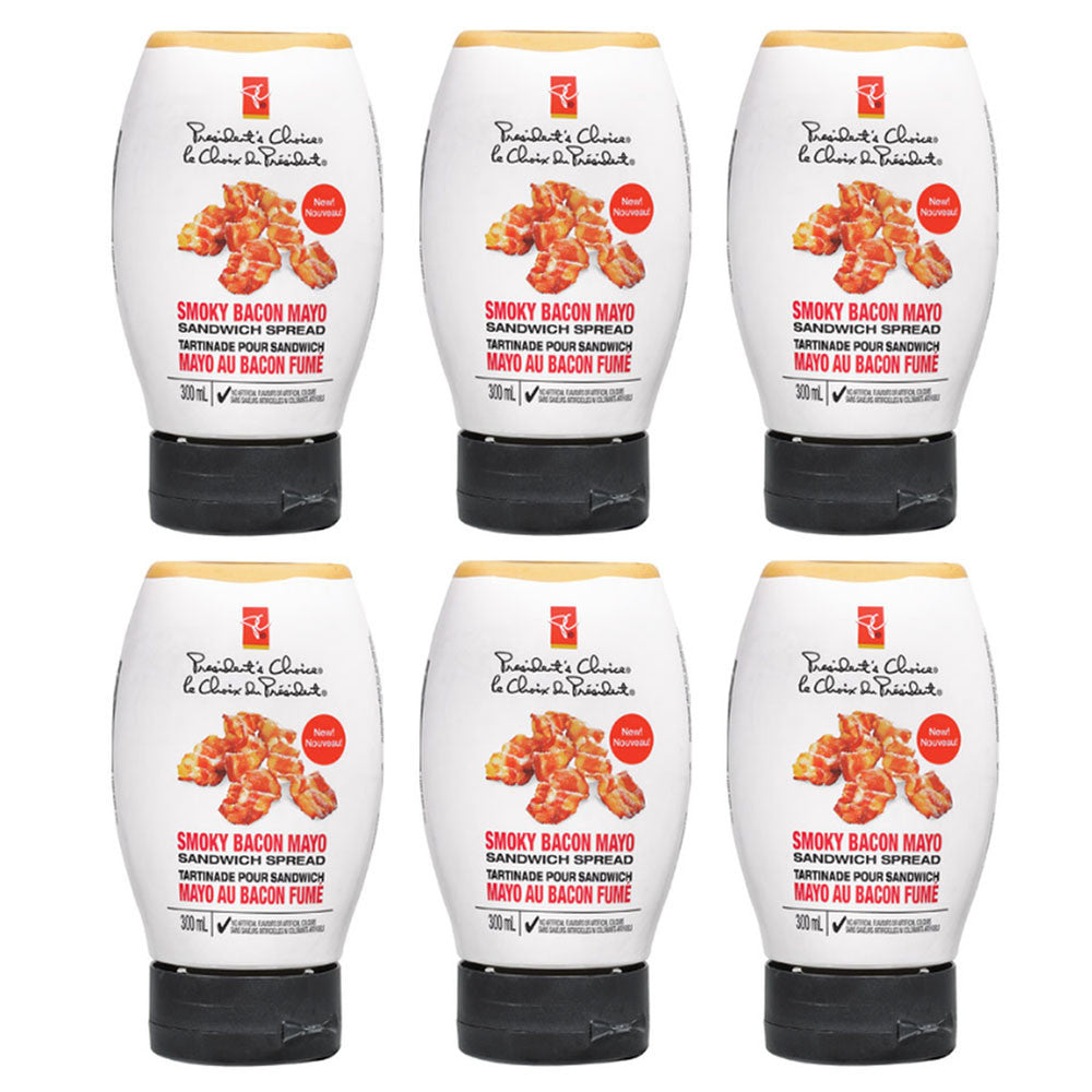President's Choice Smoky Bacon Mayo Sandwich Spread, 300ml/10.1 fl. oz., (6 Pack) {Imported from Canada}