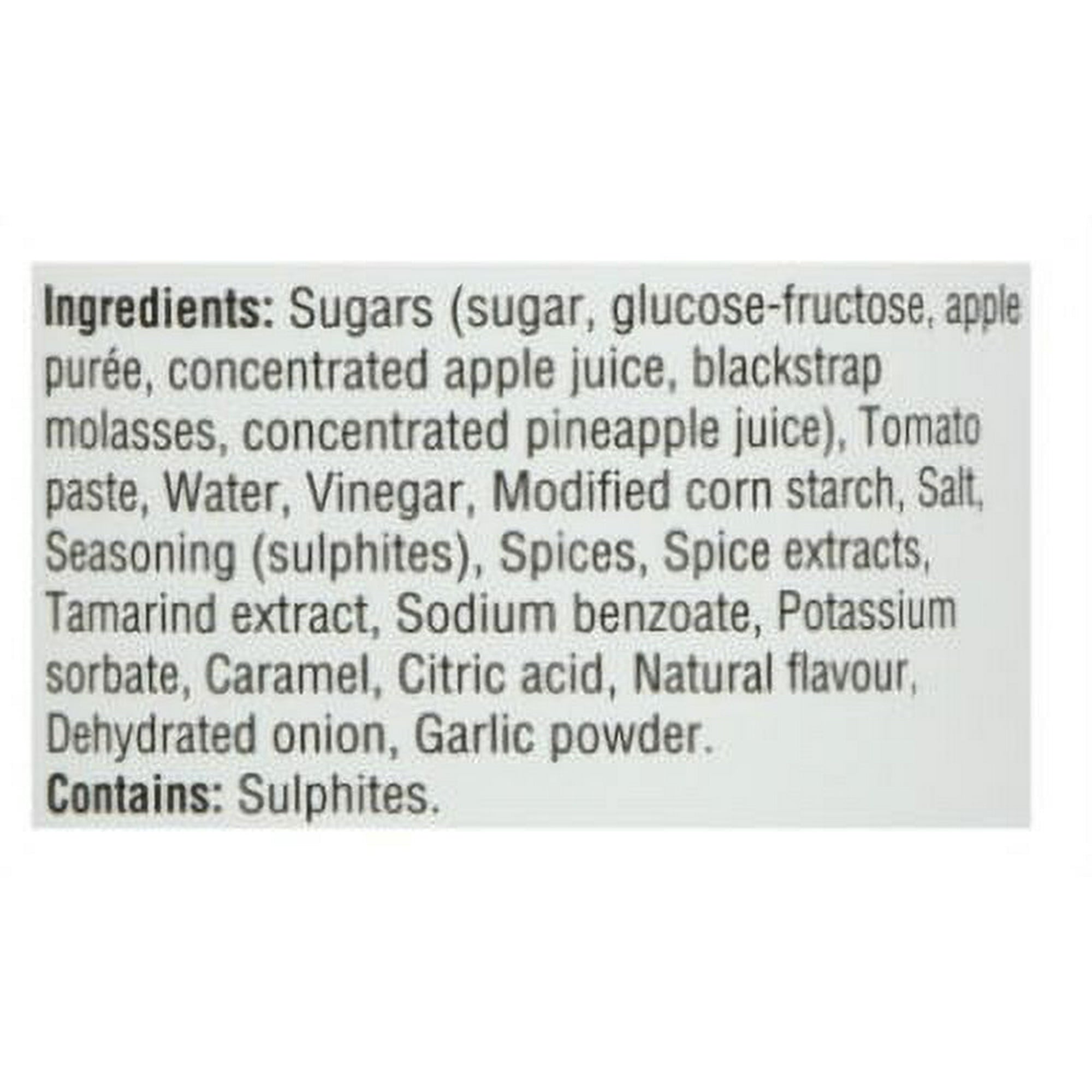 Montana's Apple Butter BBQ Sauce, ingredients label