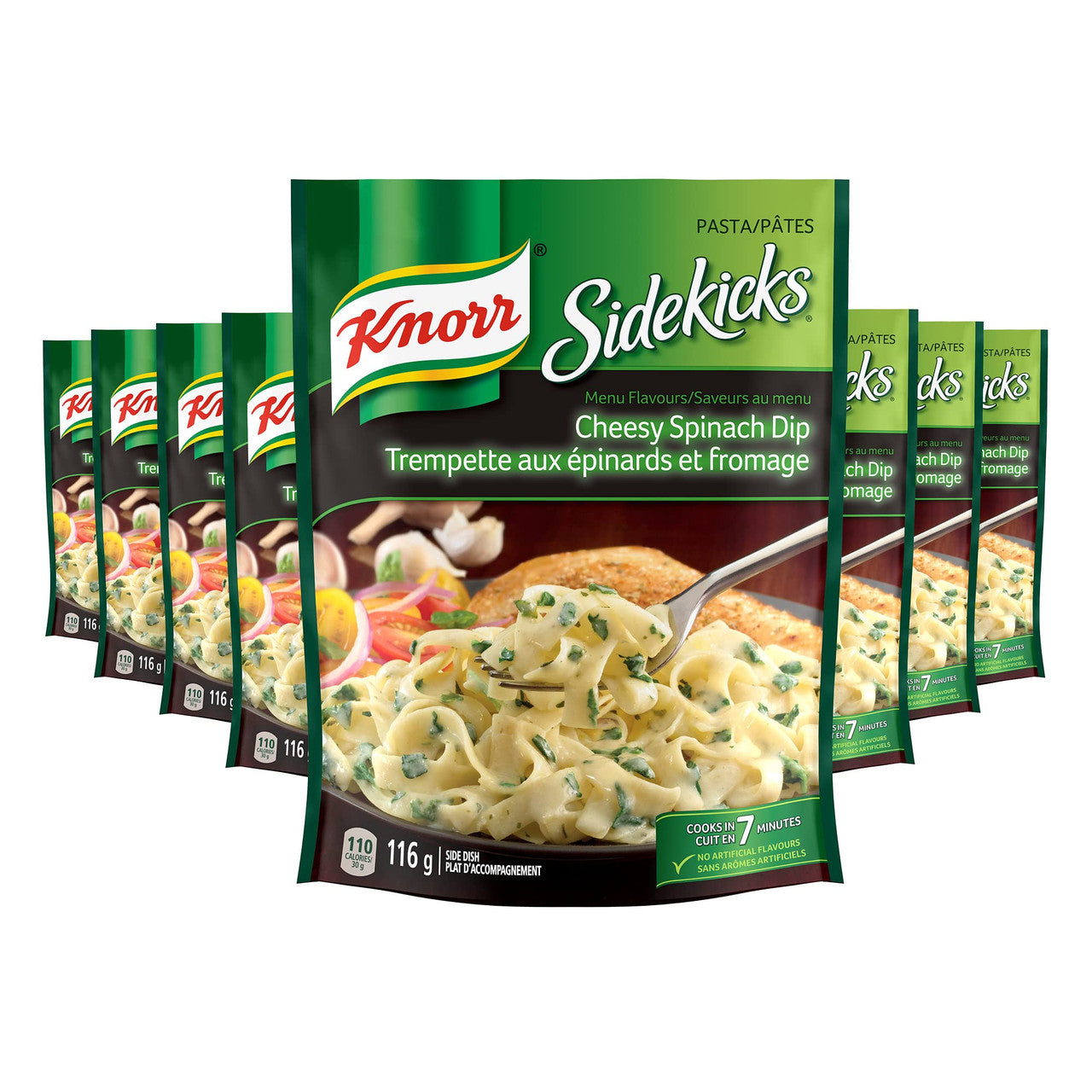Knorr Sidekicks, Cheesy Spinach Dip Pasta, Side Dishes, 116g/4.1oz, 8ct, {Imported from Canada}