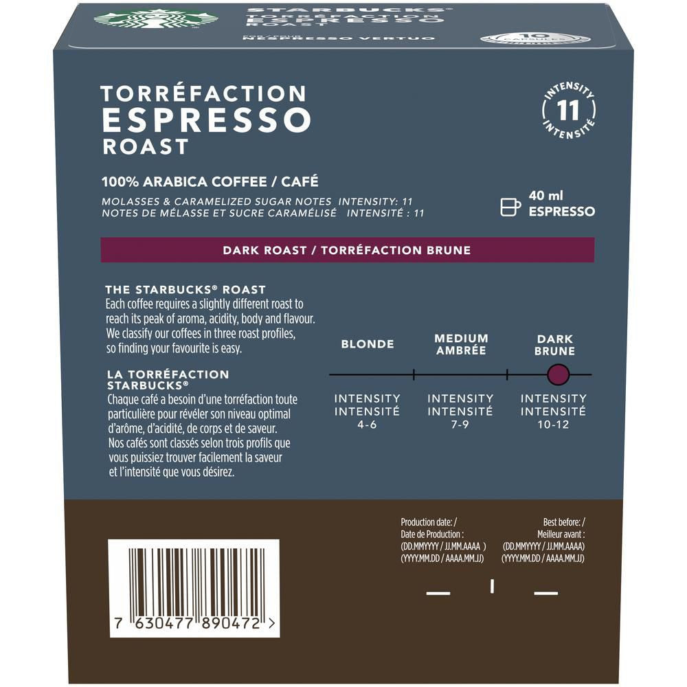 Starbucks Espresso Roast Coffee, Capsules for Nespresso Vertuo, 10 count, 68g/2.4 oz. Box {Imported from Canada}