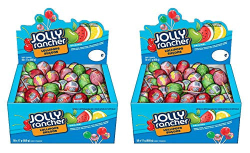 Jolly Rancher Assorted Lollipops, 850g/30 oz., Box (50 x 17g lollipops) 2pk., {Imported from Canada}