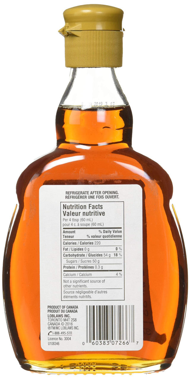 Presidents Choice Canada No. 1 Dark Maple Syrup - 375ml {Imported from Canada}