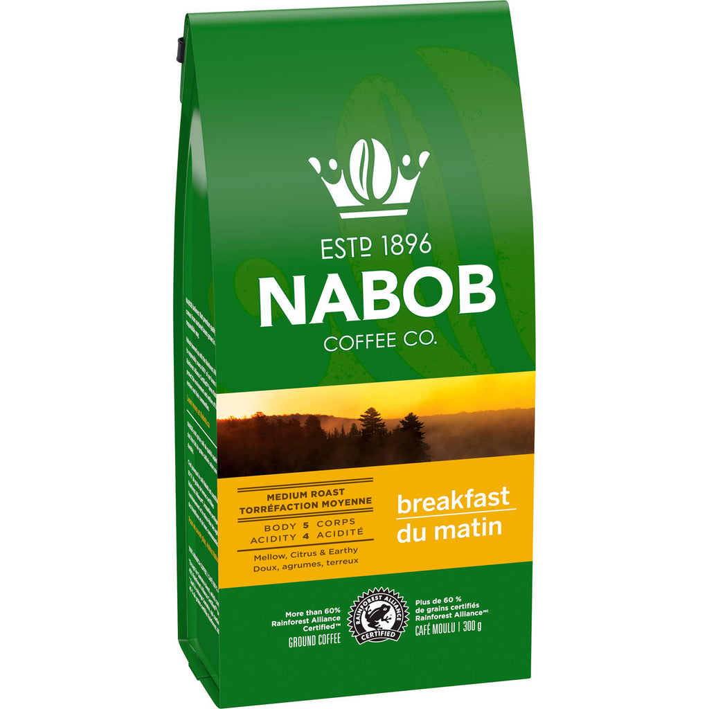 NABOB Breakfast Blend Ground Coffee, 300g/10.6 oz. (Pack of 6) {Imported from Canada}