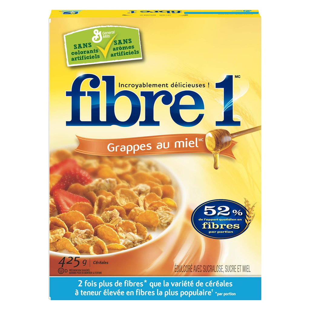 General Mills Fibre 1 Honey Cluster Cereal, 425g/15oz., {Imported from Canada}