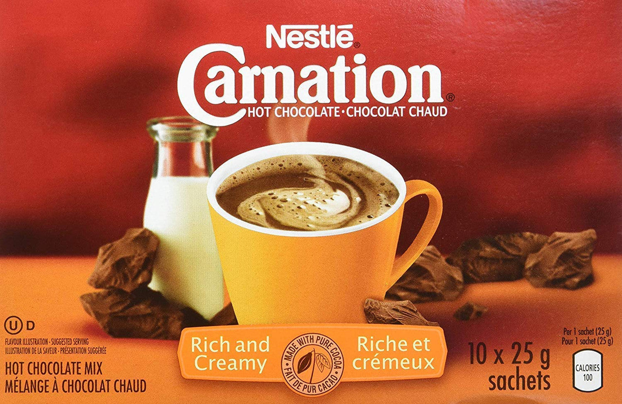 Carnation Hot Chocolate, Rich and Creamy, (10ct x 25g) sachets, {Imported from Canada}
