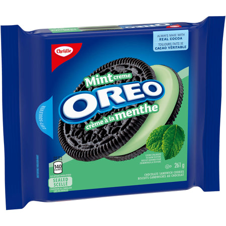 Oreo Mint Creme Chocolate Cookies, 261g/9.2 oz, Bag {Imported from Canada}