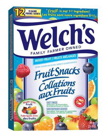 Welch's Fruit Snacks, Mixed Fruit, 12ct x 22g/0.8oz., {Imported from Canada}