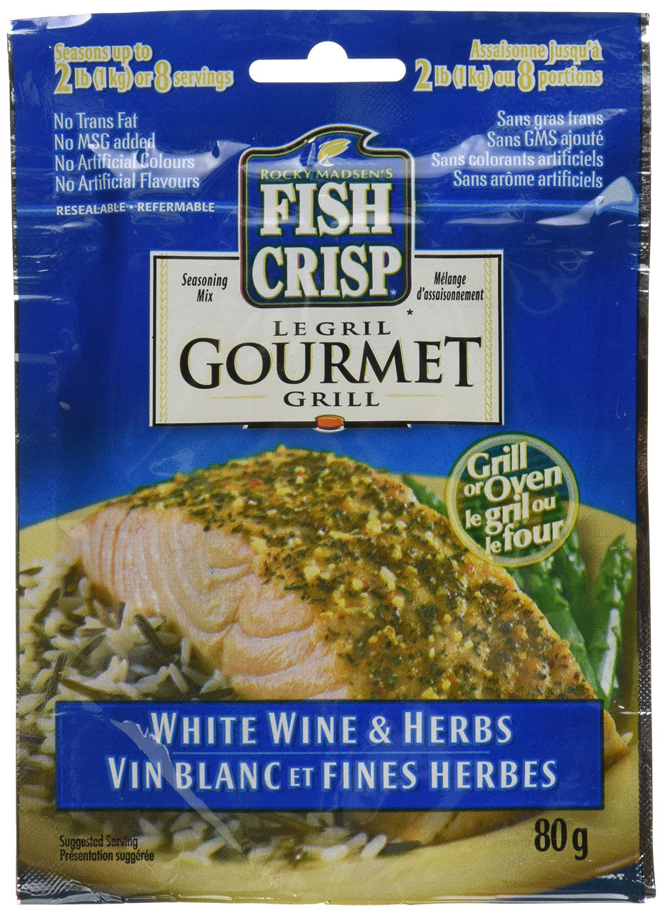 Rocky Madsen Fish Crisp, Seasoned Coating, White Wine & Herbs, 80g/2.8oz., {Imported from Canada}