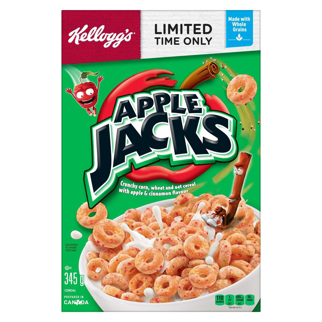 Kellogg's Apple Jack Cereal, Limited Canadian Edition, 345g/12.2 oz., {Imported from Canada}