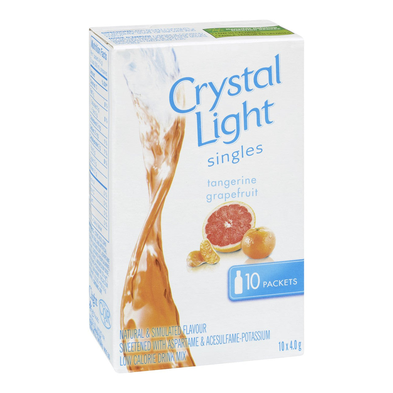 CRYSTAL LIGHT SINGLES Tangerine Grapefruit, 40g 10ct {Imported from Canada}