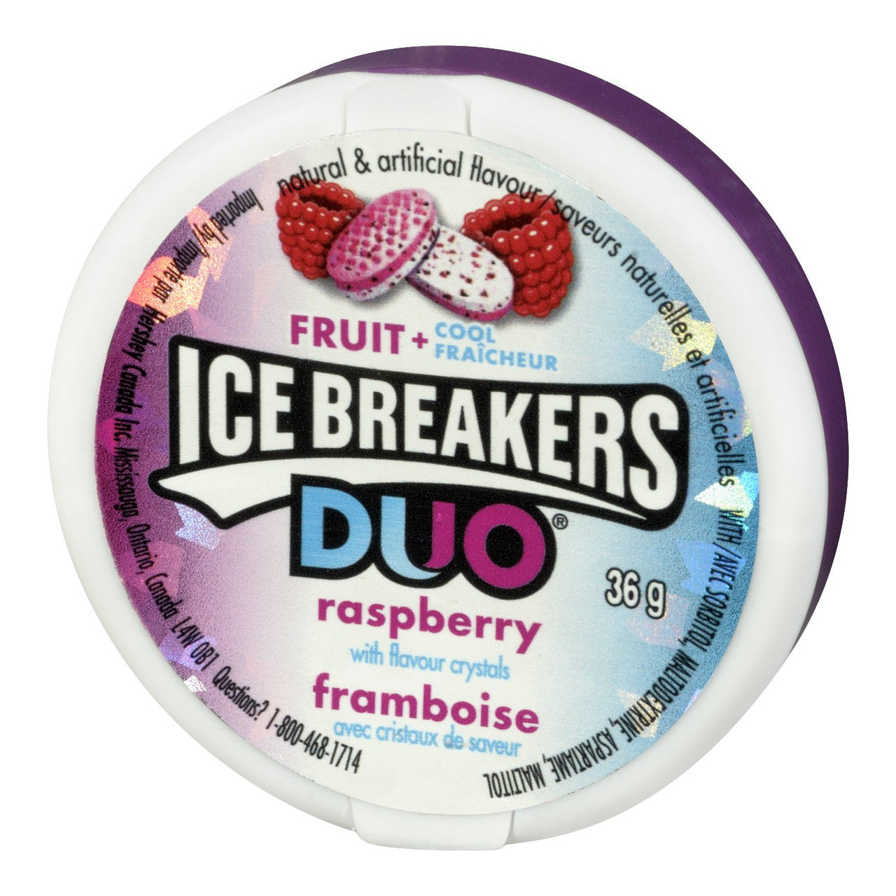 Ice Breakers Duo Raspberry Mints, 1.5oz. 36g(Pack of 6){Imported from Canada}