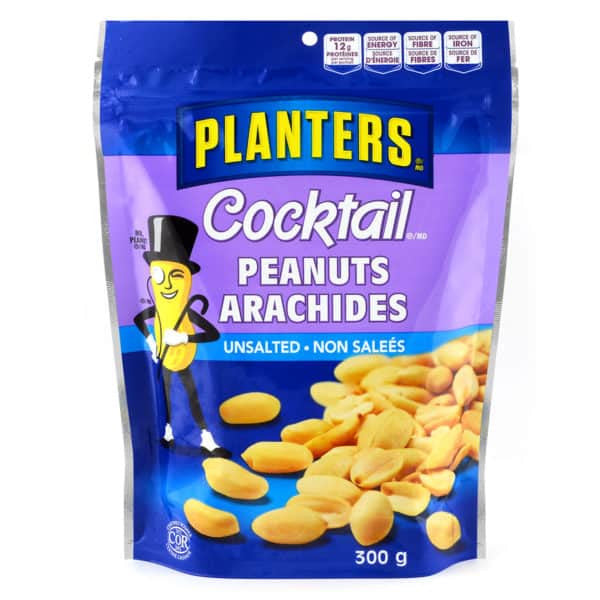 Planters Cocktail Peanuts Unsalted, 300g/10.6oz., 12pk, {Imported from Canada}