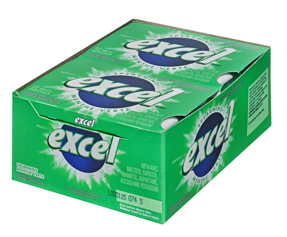Excel Sugar-free Pellet Gum, 12ct - 12pk , Spearmint {Imported from Canada}