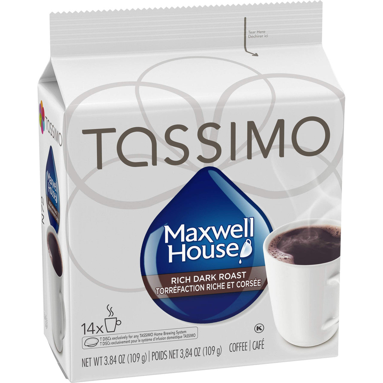 Tassimo Maxwell House Dark Roast Coffee Single Serve, 14 T-Discs,  {Imported from Canada}