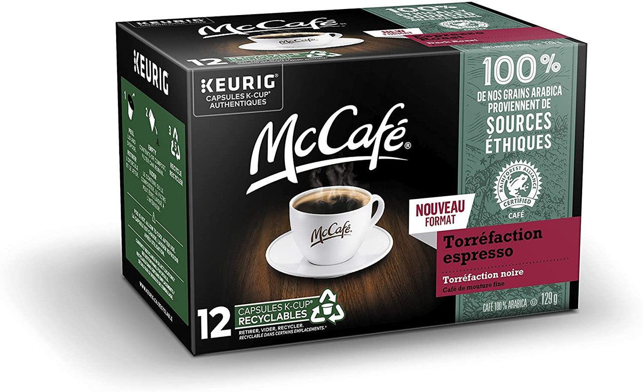 McCafe Espresso Roast Coffee, Recyclable K-Cup Pods, 12 Count, {Imported from Canada}