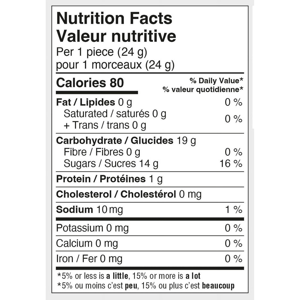 Campside Super Giant Twister Marshmallows, 700g, nutrition facts label.