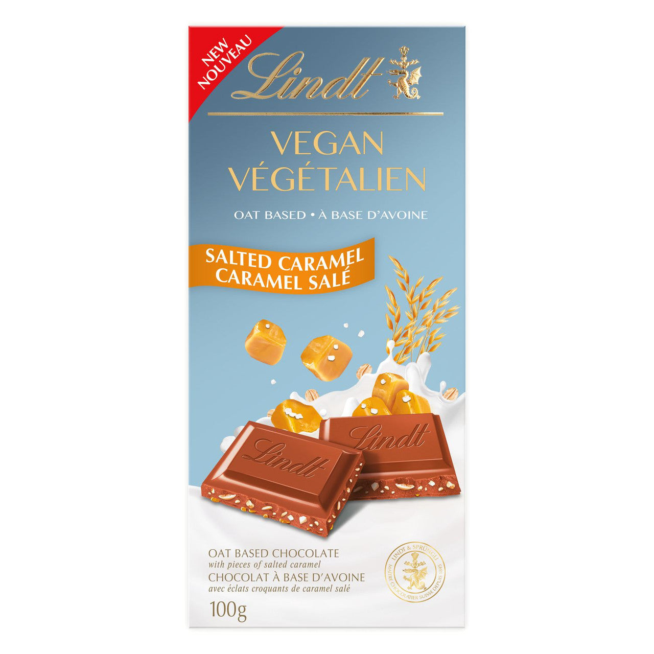 Lindt Vegan Salted Caramel Chocolate Bar, 100g/3.5 oz. {Imported from Canada}