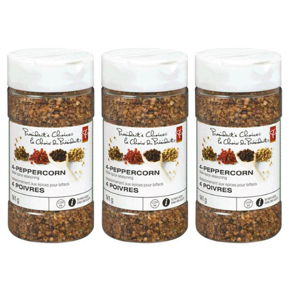 President's Choice 4-Peppercorn Steak Spice Seasoning, 141g/5oz., (3 Pack) {Imported from Canada}