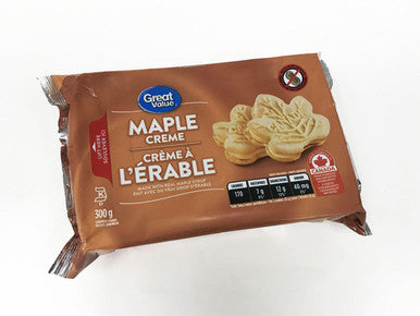Great Value Maple Creme Made with real maple syrup Cookies, 300g/10.6 oz, {Imported from Canada}