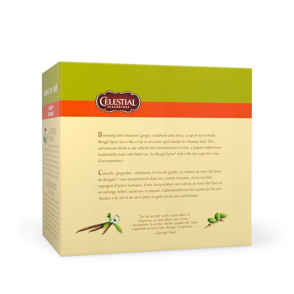 Celestial Seasonings Bengal Spice Herbal Tea, 40 Tea Bags per box, 1 box, {Imported from Canada}