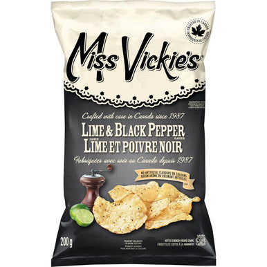 Miss Vickie's Kettle Cooked Lime & Black Pepper Chips 200g/7.1 oz {Imported from Canada}