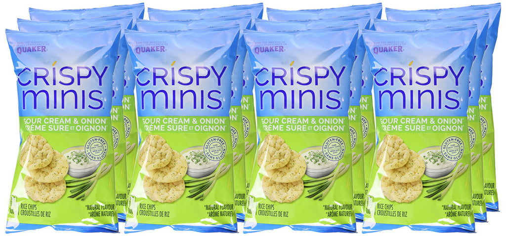 Quaker Crispy 100g/3.5 oz.,  Minis Sour Cream & Onion Flavour Rice Chips (12pk) {Imported from Canada}