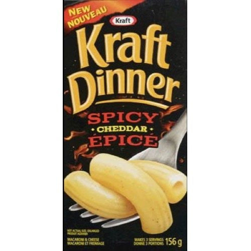 Kraft Dinner, Spicy Cheddar, Mac & Cheese,  156g/5.5oz., {Imported from Canada}