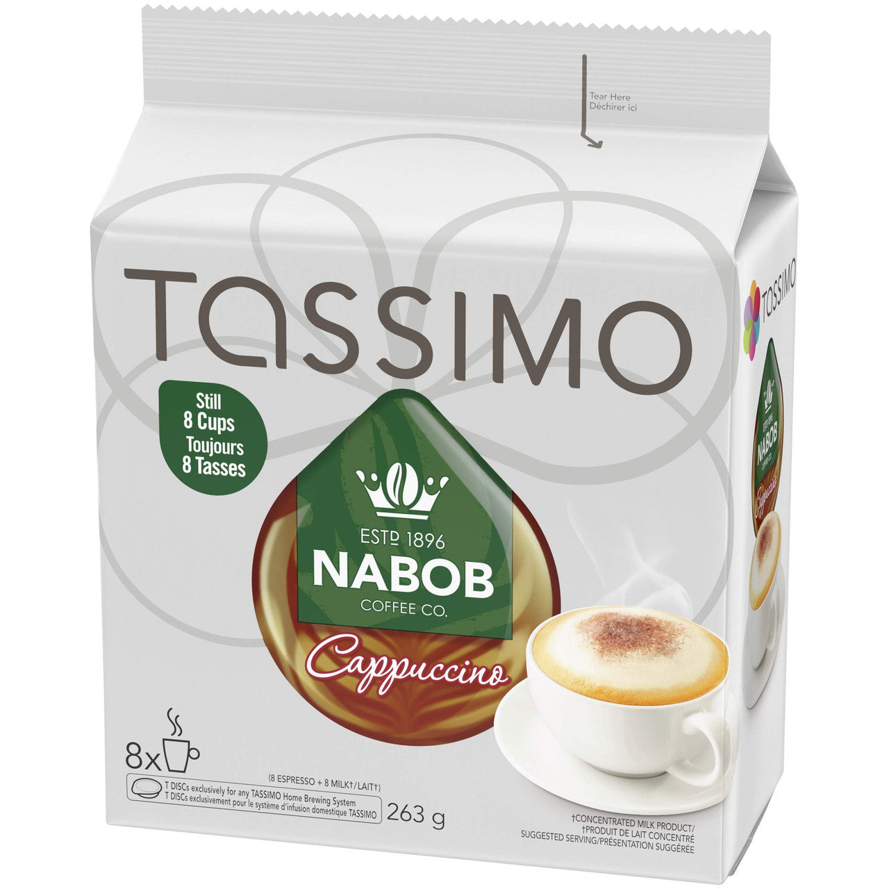Tassimo Nabob Cappuccino Coffee Single Serve T-Discs, 8ct, 263g/9.3 oz., {Imported from Canada}